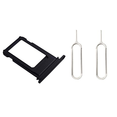 Nano Sim Card Socket Slot Tray Holder with 2 Eject Pins for iPhone 7 4-7  Glossy Black Jet Black