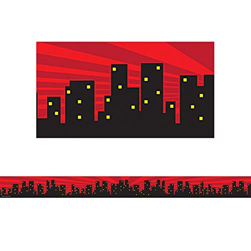 Teacher Created Resources Superhero Cityscape Straight Border Trim 5831