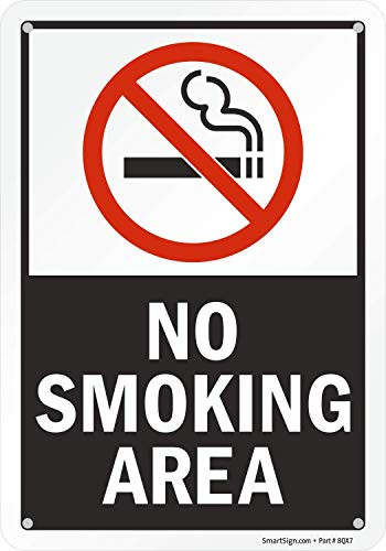 SmartSign No Smoking Area  Sign   7  x 10  Aluminum