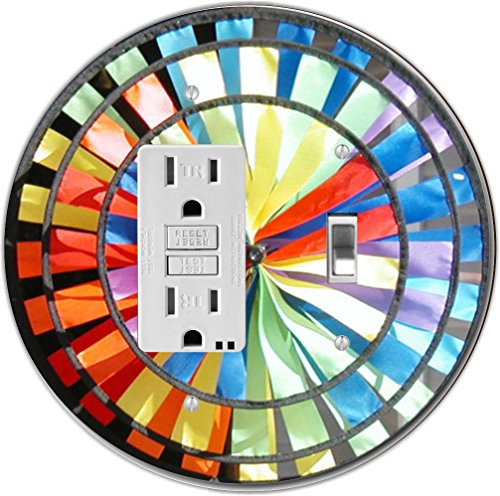 Rikki Knight RND-GFITOGGLE-109 Colorful Pin Wheel Round GFI Toggle Light Switch Plate