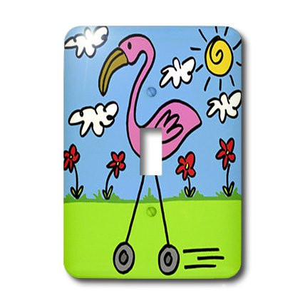 3dRose LLC lsp332701 Flamingo Fast Wheels  Single Toggle Switch