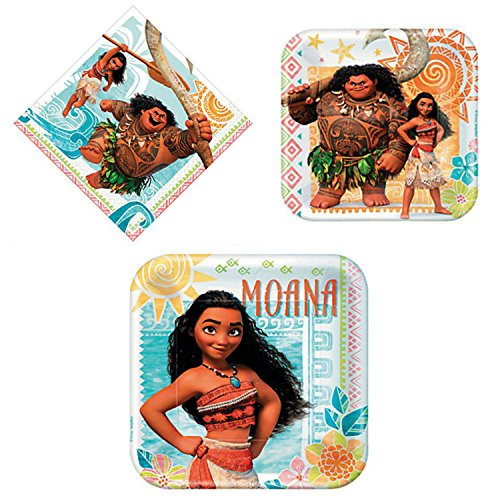 Moana Party Supplies for 16 Guests, 64 Piece Bundle; 16 Dinner Plates, 16 Dessert Plates, and 32 Luncheon Napkins Moana Party Supplies for 16 Guests, 64 Piece Bundle; 16 Dinner Plates, 16 Dessert Plates, and 32 Luncheon Napkins