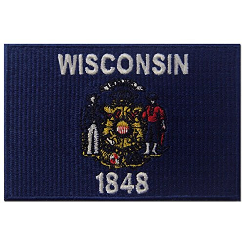 Wisconsin State Flag Embroidered Emblem Iron On Sew On WI Patch Wisconsin State Flag Embroidered Emblem Iron On Sew On WI Patch