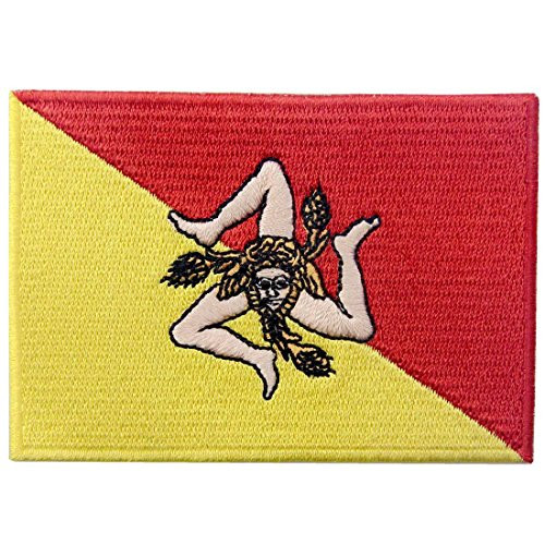 Sicily Italy Flag Patch Embroidered Sicilian Italian Applique Iron On Sew On National Emblem