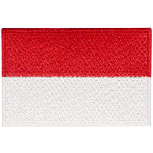 EmbTao Indonesia Flag Patch Embroidered National Morale Applique Iron On Sew On Indonesian Emblem