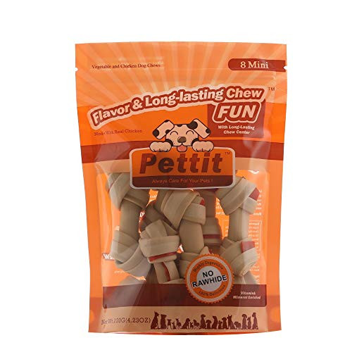 Pettit Real Chicken Dog Chews Rawhide Free Long-Lasting Healthy Dog Bones  Medium and Large Dog Treats  Rich in Nutrition 8 Mini