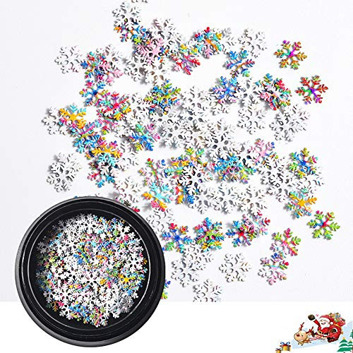 1 Boxes DIY Colored Mixed Desings Snowflake Sequins Laser Nails Art Glitters Thin Paillette Flakes Stickers Colorful Confetti Sticker Manicure Nail Art Supplies Christmas Nail Manicure Decals