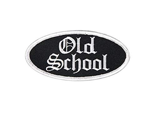 OLD SCHOOL OVAL  High Thread Embroidered Iron-On-Saw-On Rayon PATCH - 4  x 2   Exceptional Quality