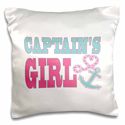 3D Rose Captains Girl Cute Anchor   Heart Rope Pink   Aqua Design Pillowcase  16  x 16