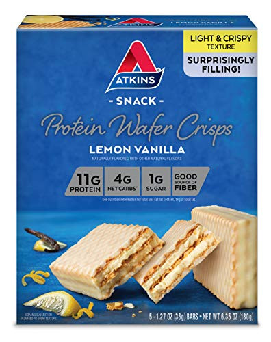 Atkins Protein Wafer Crisps  Lemon Vanilla  Keto Friendly  5 Count