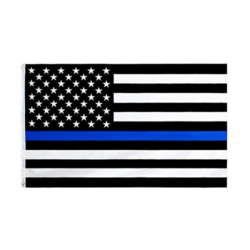 Dibiao Thin Blue Line Flag 3X5feet American Flag Honoring Law Enforcement Officers Thin Blue Line Flag 3x5 American Flag Police Blue Line