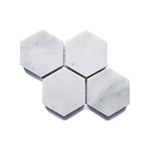 Sample Carrara White Marble Hexagon 2in Tile Honed