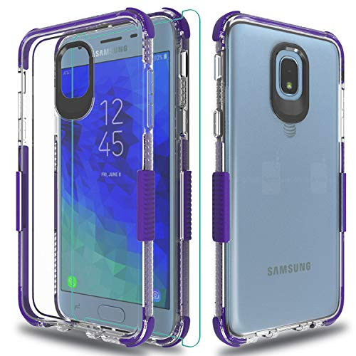Galaxy J3 2018 Case Galaxy J3 Express Prime-Amp Prime 3-J3 Eclipse 2-J3 Prime 2-J3 Orbit-J3 Achieve Case with HD Screen Protector Wtiaw  Two-Tone TPU  Anti Slip Case for Galaxy J3 2018-HT Purple