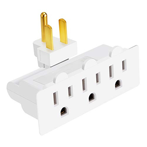 3 Outlet Wall Adapter  ETL Listed 3-Prong Swivel Grounded Indoor AC Mini Plug Wall Outlet Extender Tap White 1 Pack