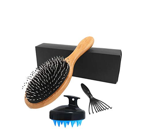 Boar Bristle Hair Brush for Women Men Kids- Boar Bristle Round Brush Toddler Hair Brush  Boar Bristle Brush  Hair Brush  Bamboo Hair Brush Kids  Designed for Thin and Normal Hair-