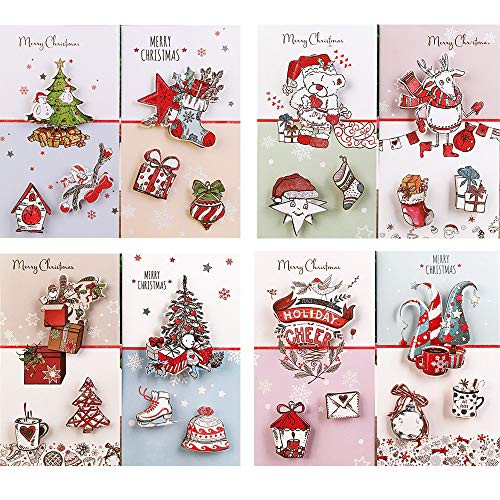 Eokeanon Christmas Greeting Cards  Merry Christmas Holiday Cards  Assorted Winter Holiday Xmas Greeting Cards in 8 Designs  Envelopes Included  4-7 x 8-6 Inches