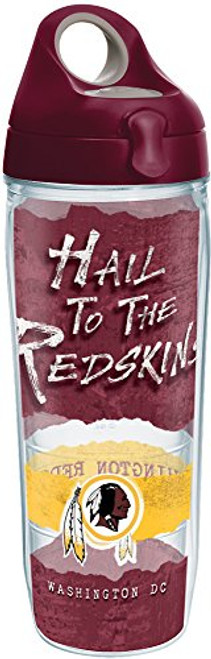 Tervis 1251946 NFL Washington Redskins NFL Statement Tumbler with Wrap and Maroon Lid 24oz Water Bottle, Clear