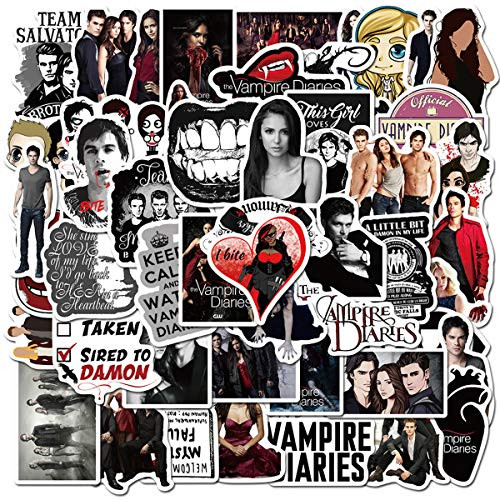 50 pcs Movie Themed Waterproof Vinyl The Vampire Diaries Stickers for Personalize Laptop  Car  Helmet  Skateboard  Luggage Graffiti Decals The Vampire Diaries