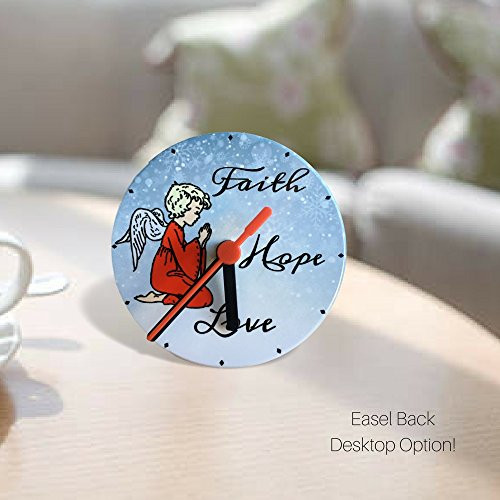 BANBERRY DESIGNS Faith Hope Love Desktop Clock - 4.25" Decorative Clock Design - Inspirational