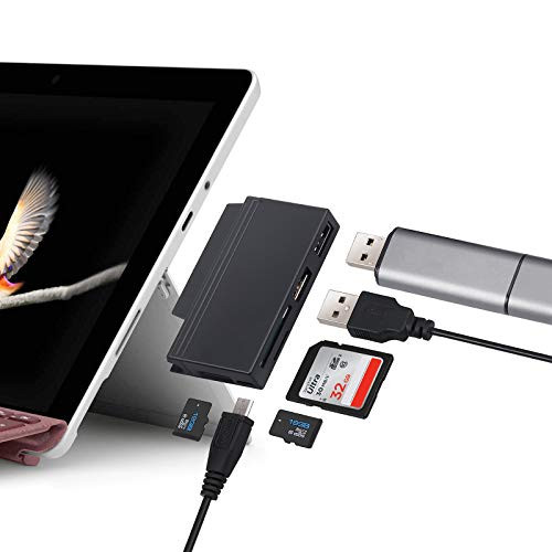 eSynic USB C Hub Microsoft Surface Go USB Hub Adapter  6-in-1 Type-C Combo Dock 3-Slot Card Reader with SD-Micro TF Card Read  High-Speed 5Gbps USB 3-0 Port for Surface Go Keyboard Mouse USB