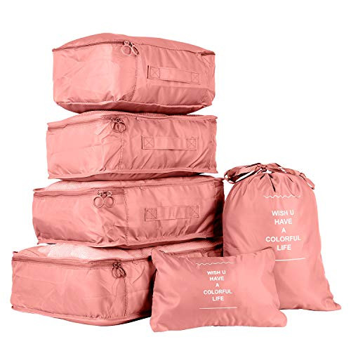 PJDH 6 Sets Packing Cubes for Suitcases  Travel Luggage Packing Organizers  6 Various Sizes Luggage Packing Cube  Luggage Packing Organizers Set for Travel   Storage