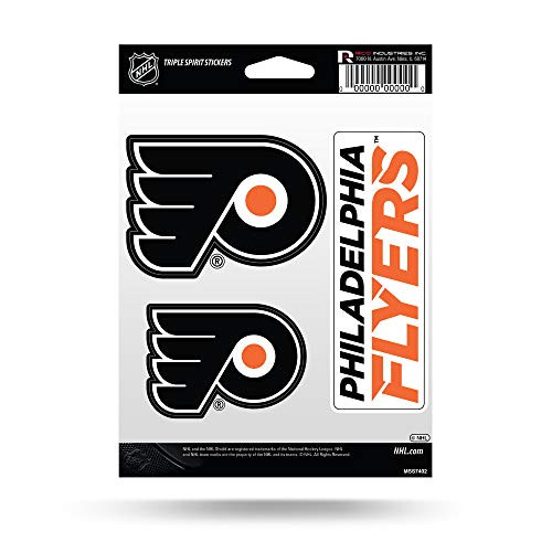 NHL Rico Industries Die Cut 3-Piece Triple Spirit Sticker Sheet Philadelphia Flyers NHL Rico Industries Die Cut 3-Piece Triple Spirit Sticker Sheet Philadelphia Flyers