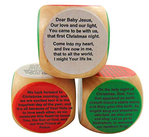 Christmas Prayer Cube Christmas Wooden Teaching Gift 1 5?8 Inch Diameter, Set of 3