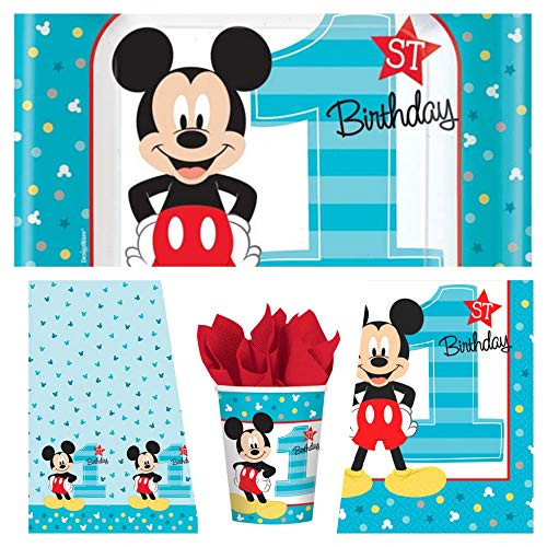 Mickey's First Birthday Party Supplies Bundle Pack for 16 Guests (Basic)
