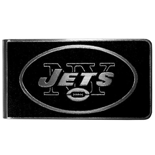 NFL Siskiyou Sports Mens New York Jets Black and Steel Money Clip One Size Black
