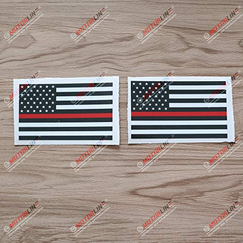 2X Glossy 4   Thin Red Line Police Fire American Flag Decal Sticker Car Laptop Vinyl