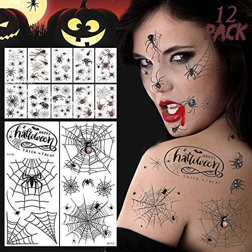 Spiders Tattoos Stickers  Temporary Halloween Spider Net Web Temp Stickers for Face-Shoulder-Arm-Back-Eye  Masquerade Party Favor  Cosplay  DIY  Temporales Black Horror Cobweb Tatuajes Decal