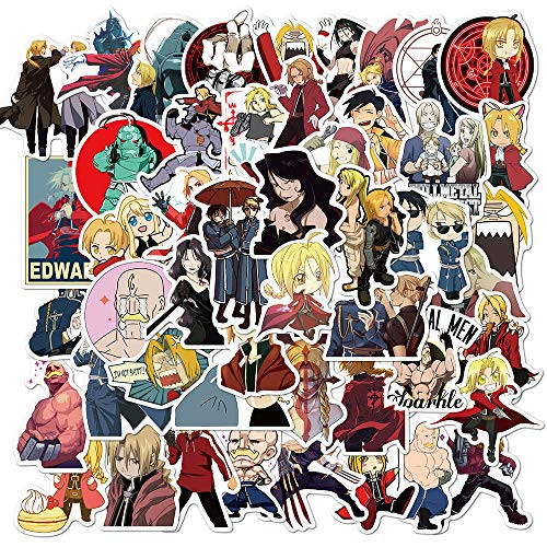 50PCS Fullmetal Alchemist Stickers Anime Cartoon Stickers for Laptop Computer Water Bottle Guitar Bike Decal