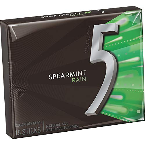 5 Gum Spearmint Rain Sugarfree Gum  15 Piece Single Pack
