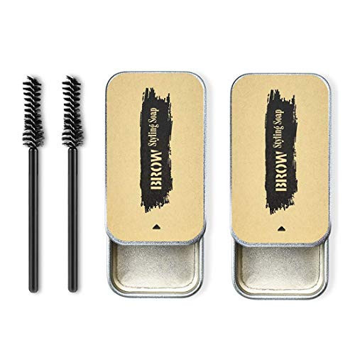 2PCS Eyebrow Soap Kit Brows Styling Soap Long Lasting Waterproof Smudge Proof Eyebrow Styling Pomade for Natural Brows  4D Feathery Brows Makeup Balm