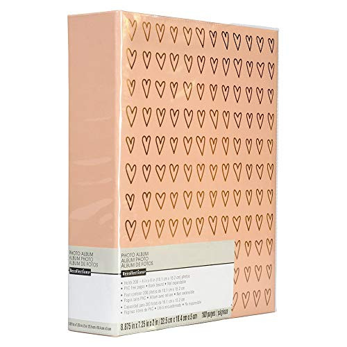 Rose Gold Pink Hearts Photo Album Holds 200 4" x 6" Photos