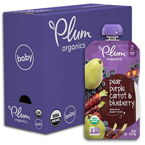 Plum Organics Stage 2  Organic Baby Food  Pear  Purple Carrot and Blueberry  4 Ounce pouches Pack of 6