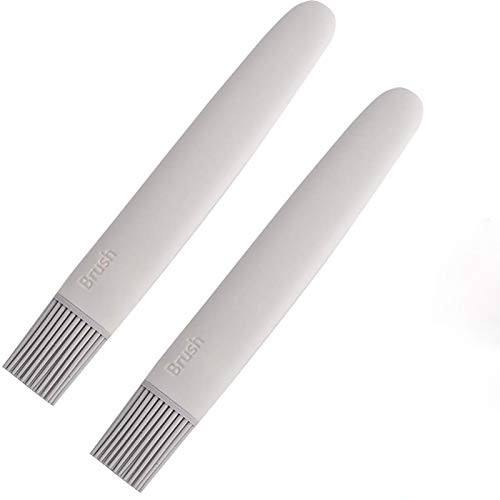 YOUJIA Silicone Basting Brush Heat Resistant Pastry Brushes for BBQ Grill Barbecue Baking Kitchen Cooking  Oil Brushes for Baste Pastries Cakes Meat Desserts 2PCS White