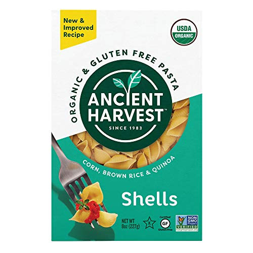 Ancient Harvest Organic Gluten-Free Corn and Quinoa Supergrain Pasta Shells  8 oz- Box  Plant-Based Pasta with the Same Great Taste and Texture of Traditional Pasta - Packaging May Vary