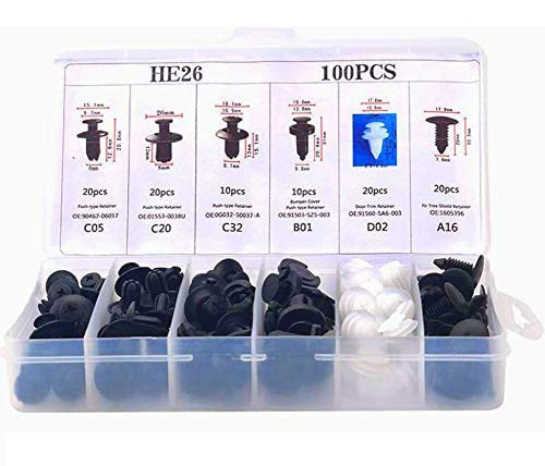 KUFUNG Car Bumper Retainer Clips   Nylon Fasteners Rivet Kit  Bumper Quick Release  Auto Push Pin Rivets Set  Door Trim Panel Clips for GM Ford Toyota Honda Chrysler S