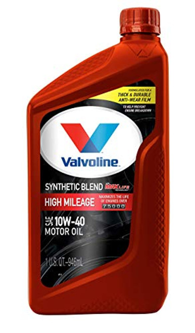 Valvoline High Mileage with MaxLife Technology SAE 10W-40 Synthetic Blend Motor Oil 1 QT Valvoline High Mileage with MaxLife Technology SAE 10W-40 Synthetic Blend Motor Oil 1 QT