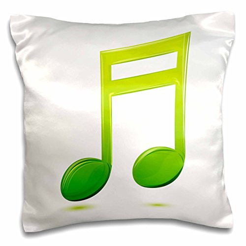 3dRose pc1115691 Green Musical Note-Pillow Case  16 by 16