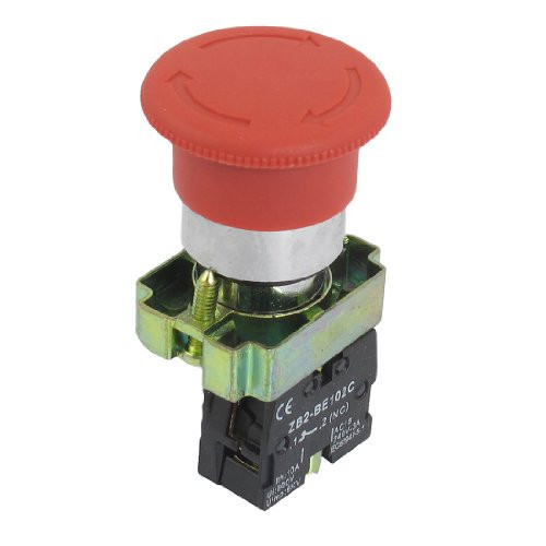uxcell a12082000ux0309 NC Red Mushroom Emergency Stop Push Button Switch  22 mm  600V  10 Amp  ZB2-BE102C