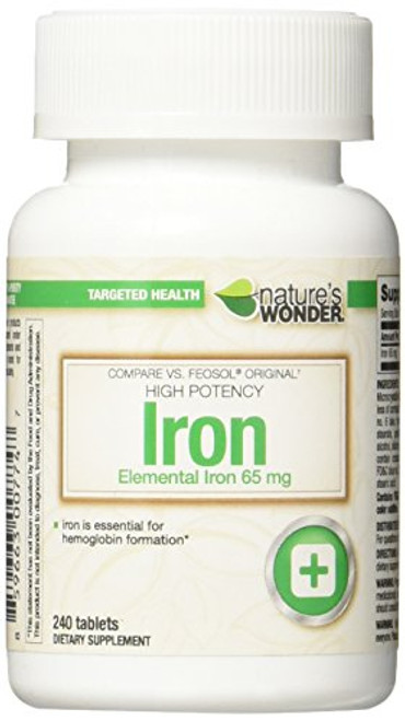 Nature s Wonder Iron Ferrous Sulfate 65mg Supplement 240 Count Nature s Wonder Iron Ferrous Sulfate 65mg Supplement 240 Count
