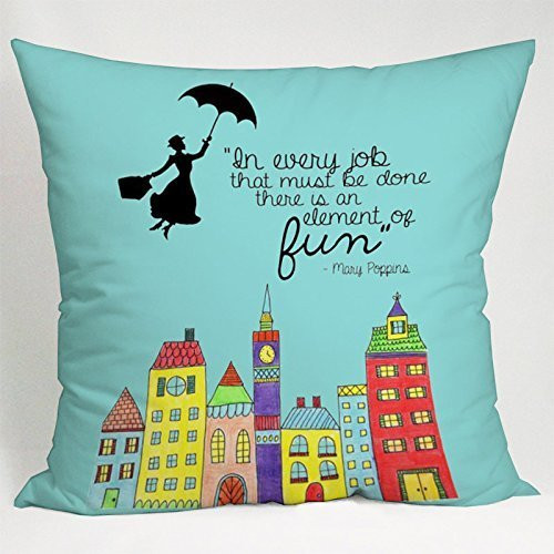 NicholasCGShopOnline C9403F Cotton Linen comfortable pillowcase Mary Poppins Every Job That Must Be Done 18 x 18 by NicholasCGShopOnline