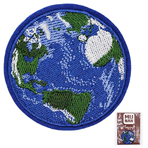 MUNAN Blue Earth World Planet Patch Embroidered Applique Badge Iron On Sew On Emblem