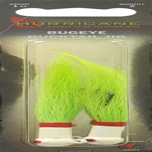 HURRICANE H-BEB10-101 Bugeye Bucktail 1Oz White-Cht-2Pk