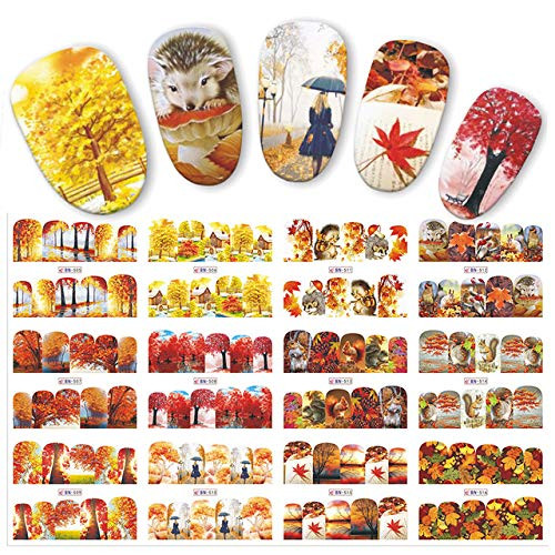 JMEOWIO Fall Nail Art stickers Thanksgiving Autumn Nail Decals Accessories 12 Sheets Maple Leaves for Women Girls Fingernail Toenail Decoration Manicure Tips?Type 5? JMEOWIO Fall Nail Art stickers Thanksgiving Autumn Nail Decals Accessories 12 Sheets Maple Leaves for Women Girls Fingernail Toenail Decoration Manicure Tips?Type 5?