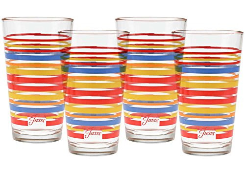 CULVER Fiesta Scarlet Stripe 16-Ounce Tapered Cooler Glass (Set of 4) - 121-032
