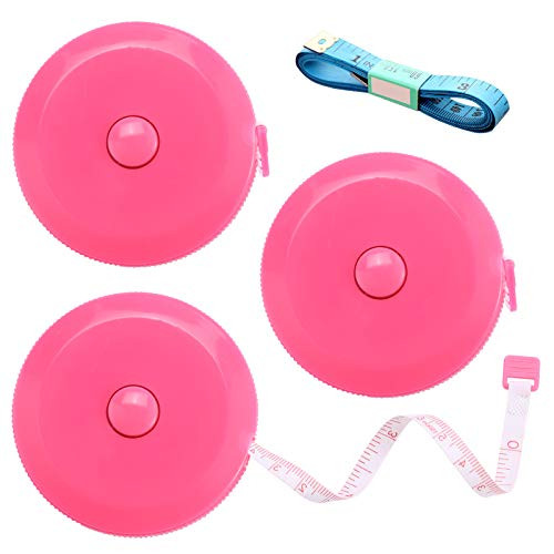 Tape Measure 150 cm 60 Inch Push Button Tape Body Measuring Soft Retractable for Sewing Double-Sided Tailor Cloth Ruler Pink 3 Pack by BUSHIBU Tape Measure 150 cm 60 Inch Push Button Tape Body Measuring Soft Retractable for Sewing Double-Sided Tailor Cloth Ruler Pink 3 Pack by BUSHIBU