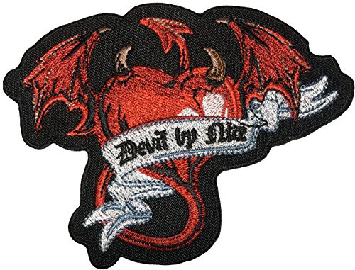 Papapatch Red Heart Devil Wings Biker Motorcycle Jacket Applique Embroidered Sew on Iron on Patch IRON-DEVIL-HEART-RED